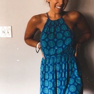 Blue halter cut dress